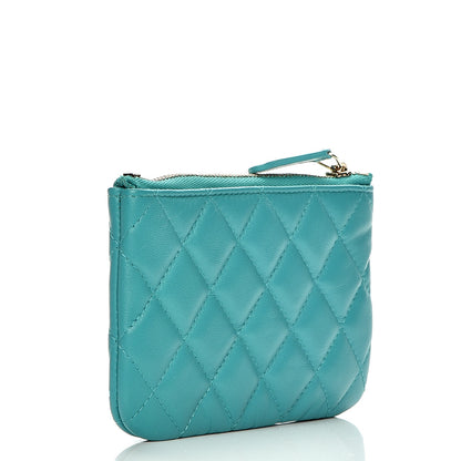 Chanel Lambskin Quilted Small Cosmetic Case Turquoise 3 of 7