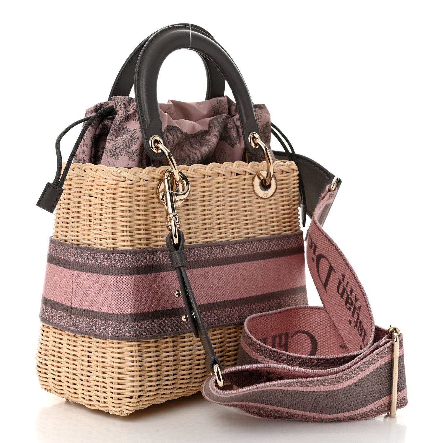 Christian Dior Wicker Oblique Medium Lady Dior Bag Pink Grey 3 of 9