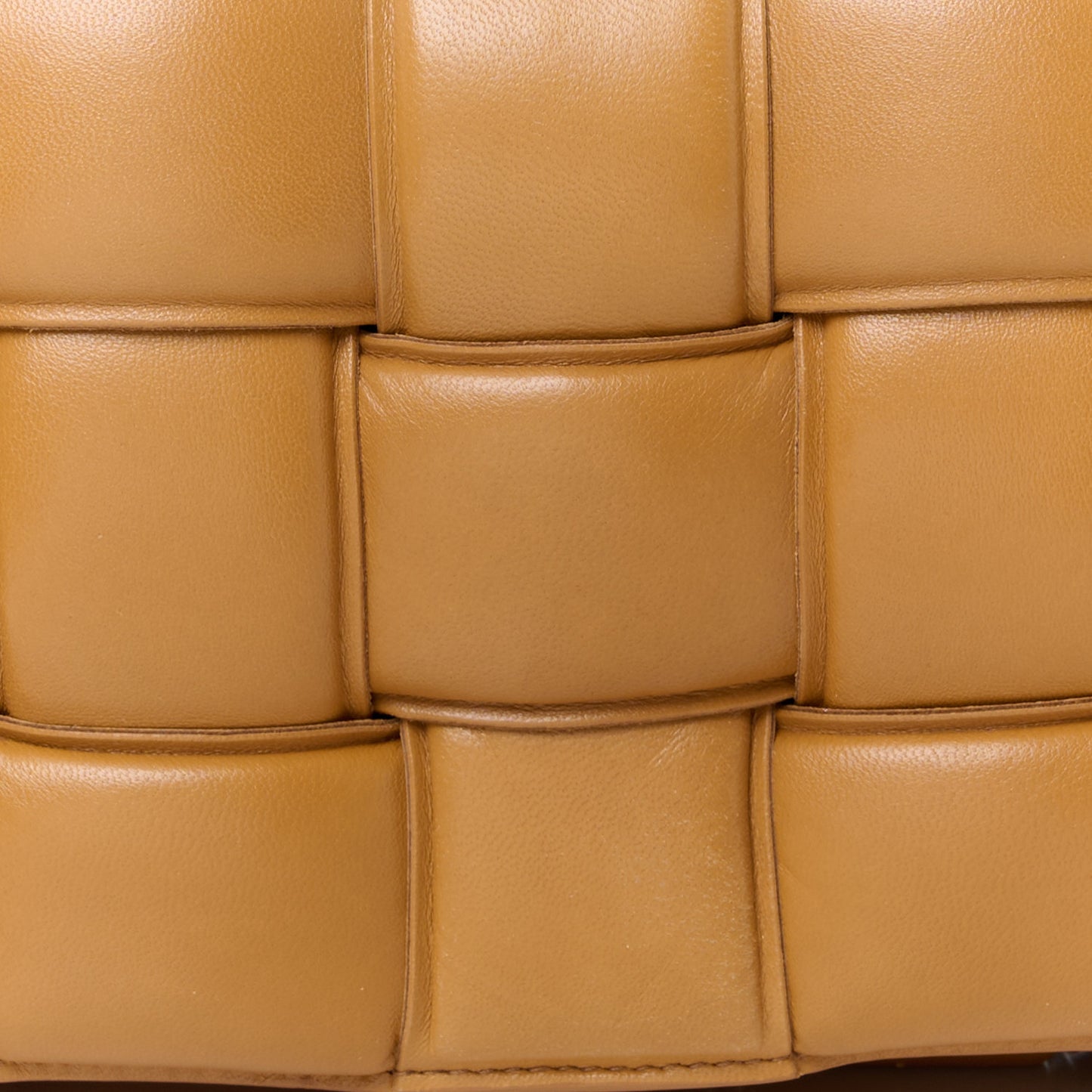 Nappa Maxi Intreccio Padded Cassette Crossbody Bag Caramel