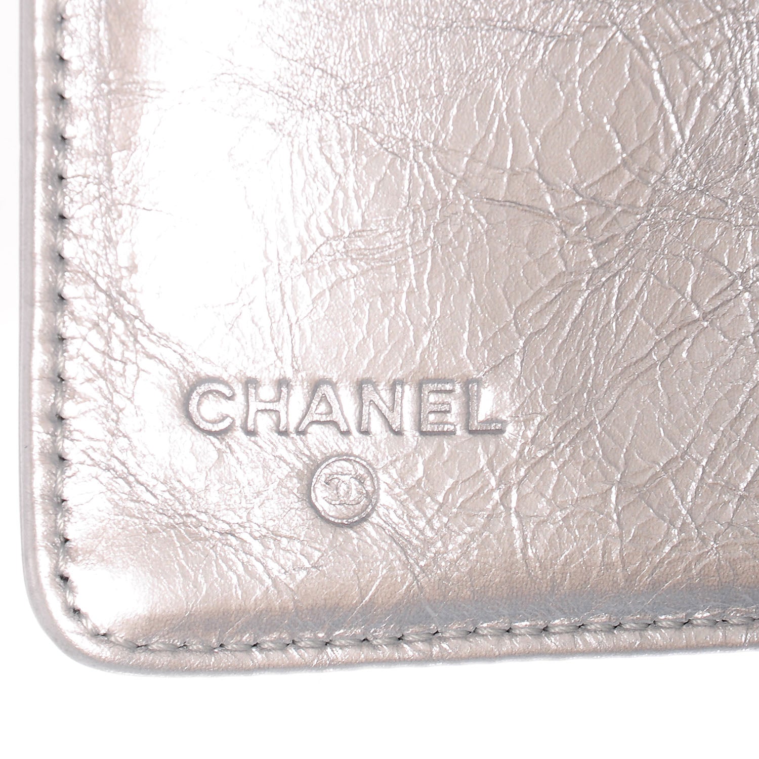 Chanel Leather CC Bow Wallet Metallic Silver 6 of 8