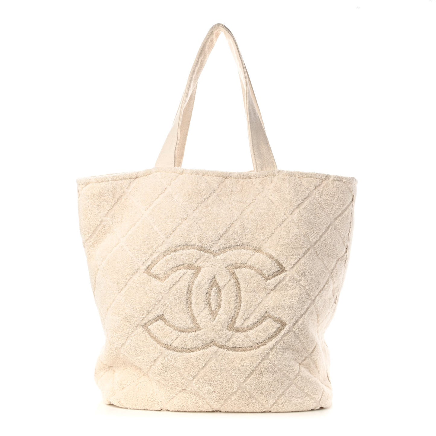 Terry Cotton CC Beach Tote Towel Set Ivory