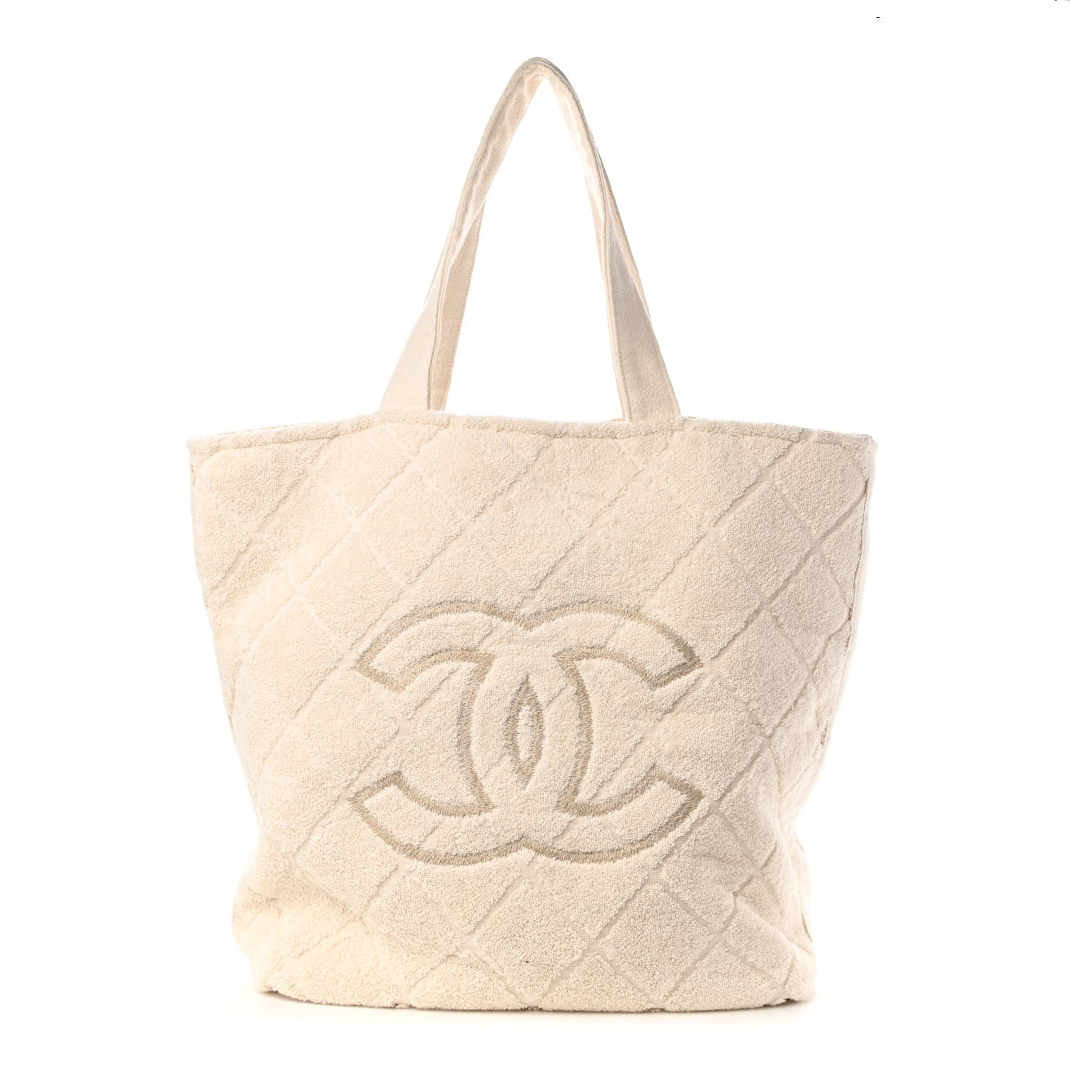Chanel Terry Cotton CC Beach Tote Towel Set Ivory 3 of 10