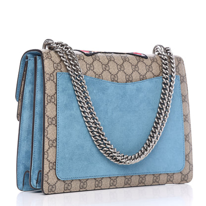 Gucci GG Supreme Monogram Angry Cat Embroidered Medium Dionysus Shoulder Bag Beige Ultramarine 3 of 9