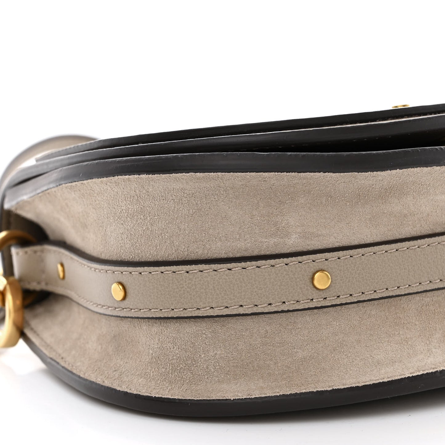 Calfskin Suede Small Nile Bracelet Bag Motty Grey