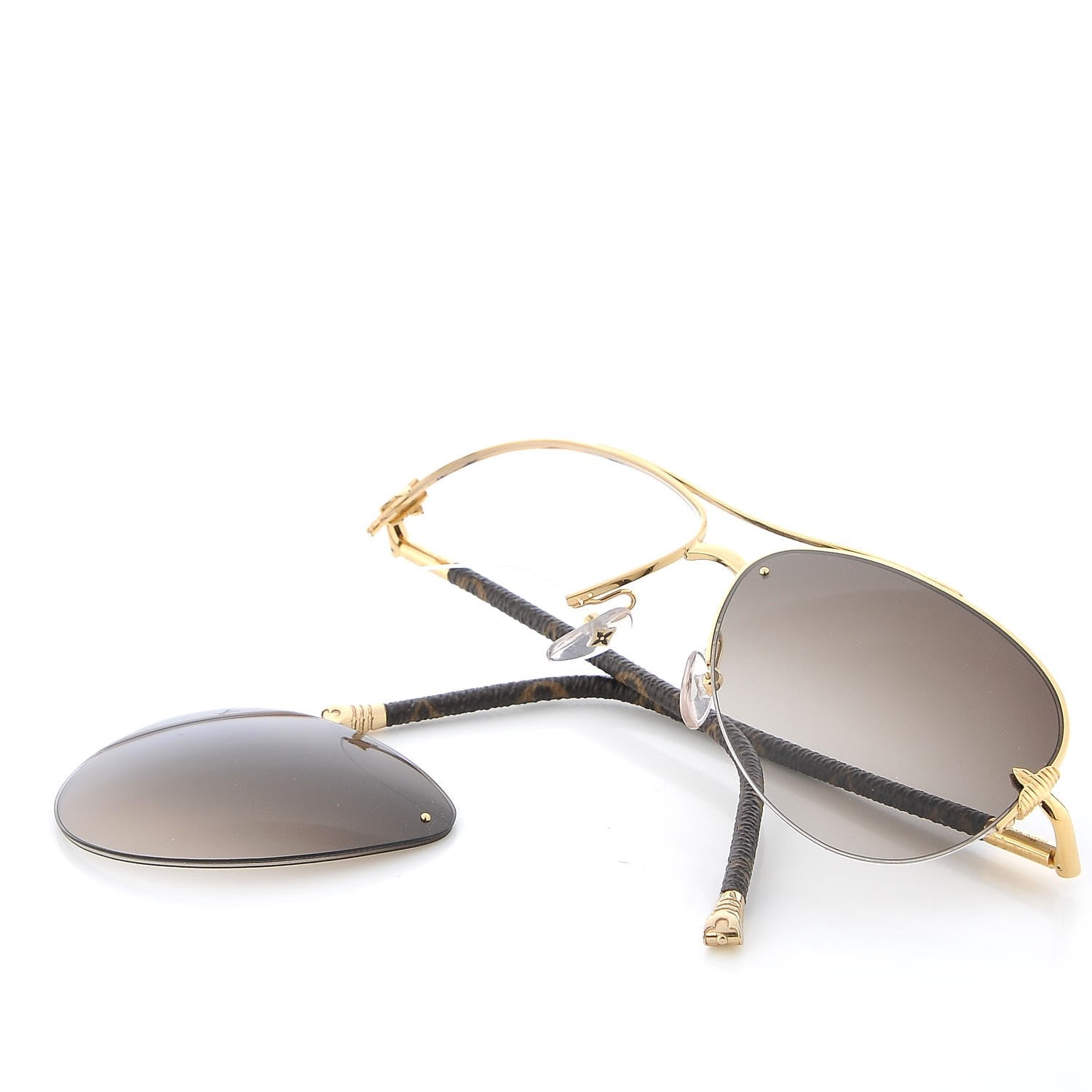 Louis Vuitton Monogram Petite Viola Pilote Aviator Sunglasses Z0571U Brown 5 of 8