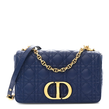 Christian Dior Calfskin Cannage Medium Caro Bag Royal Blue 2 of 19