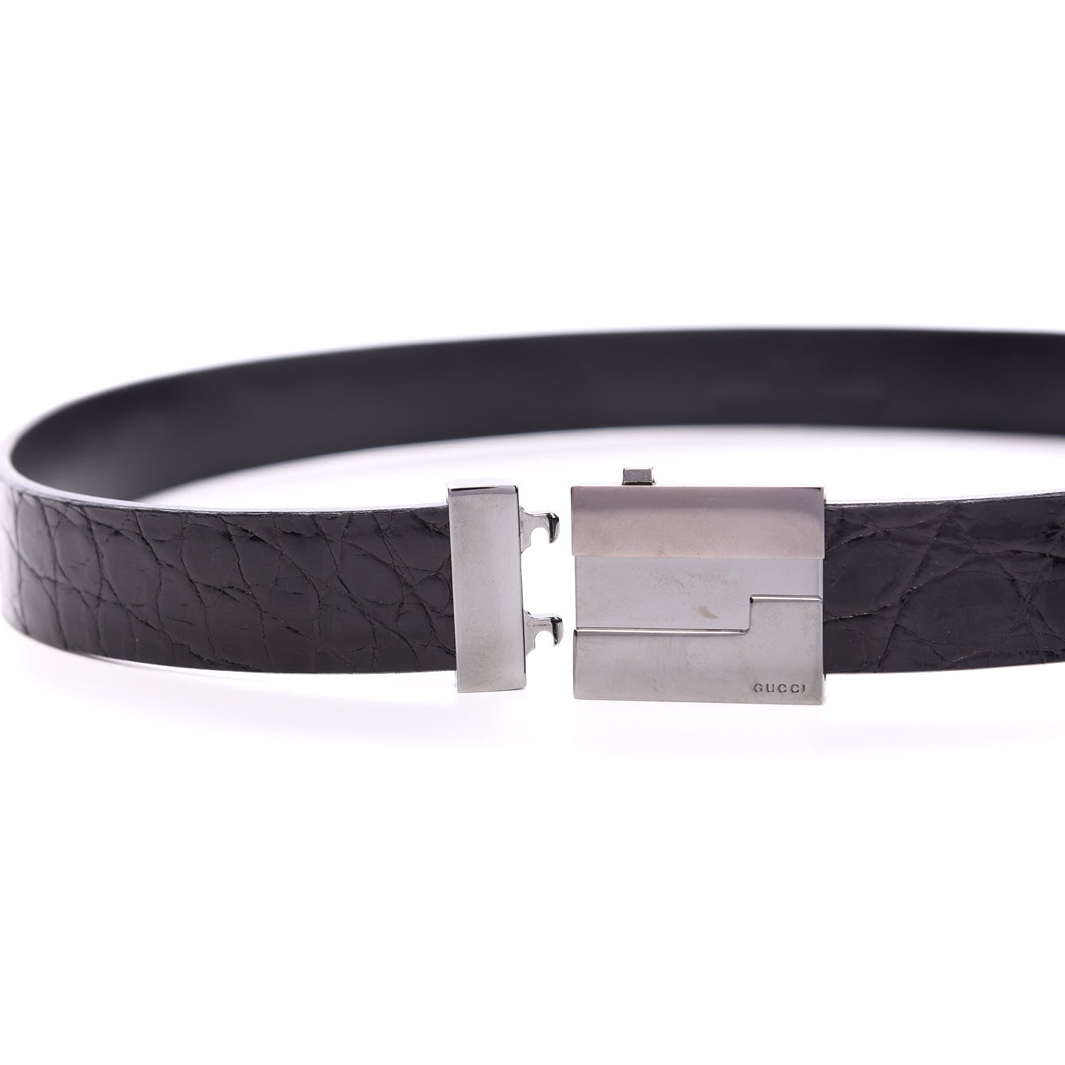 Gucci Crocodile Logo Belt 75 30 Black 3 of 4