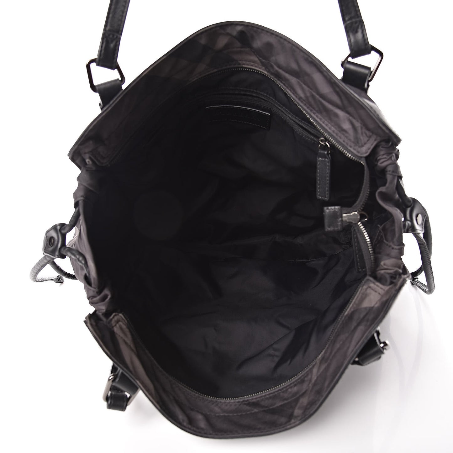 Nylon Check Small Buckleigh Packable Tote Charcoal