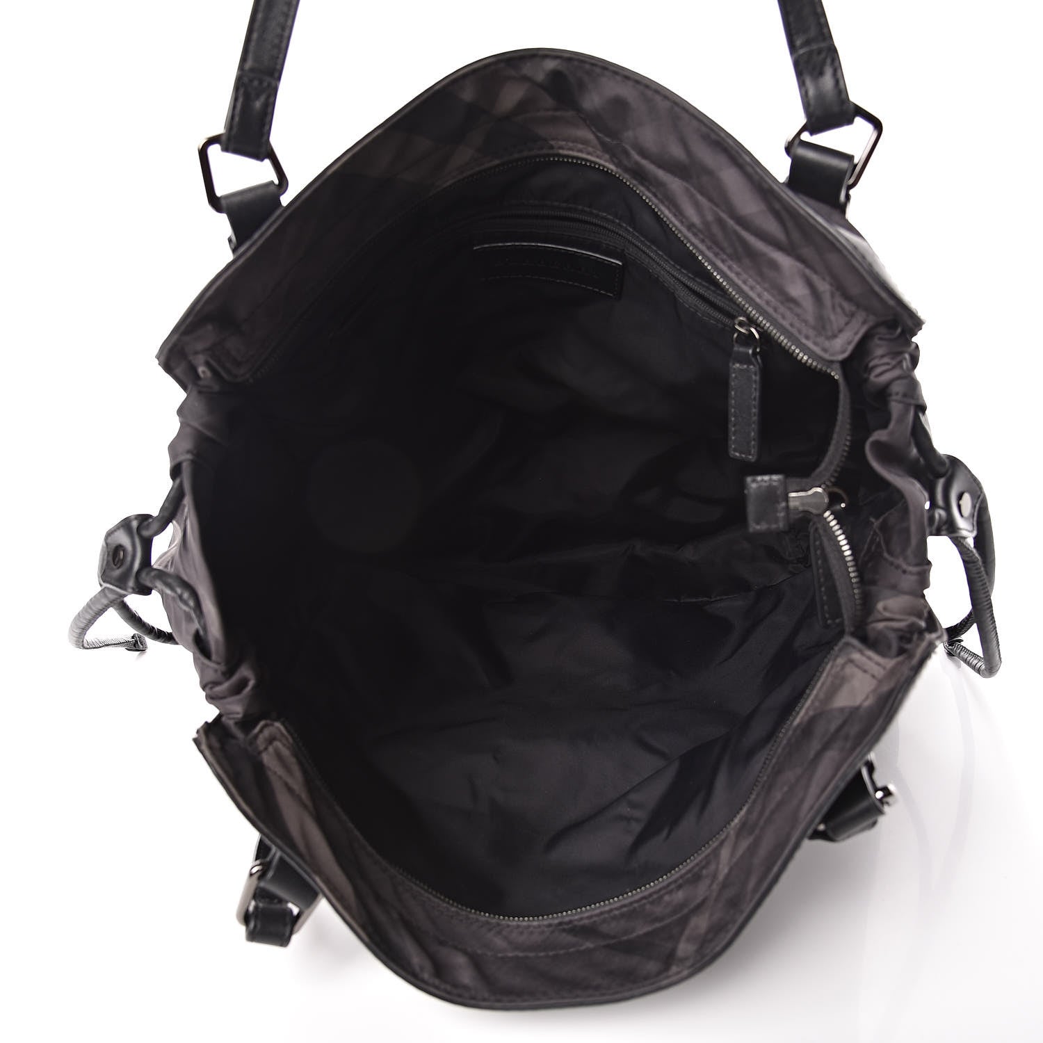 Burberry Nylon Check Small Buckleigh Packable Tote Charcoal 5 of 15