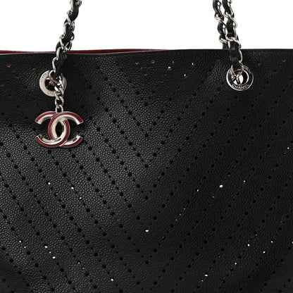 Chanel Perforated Grained Calfskin Large Shopping Tote Black 9 of 15