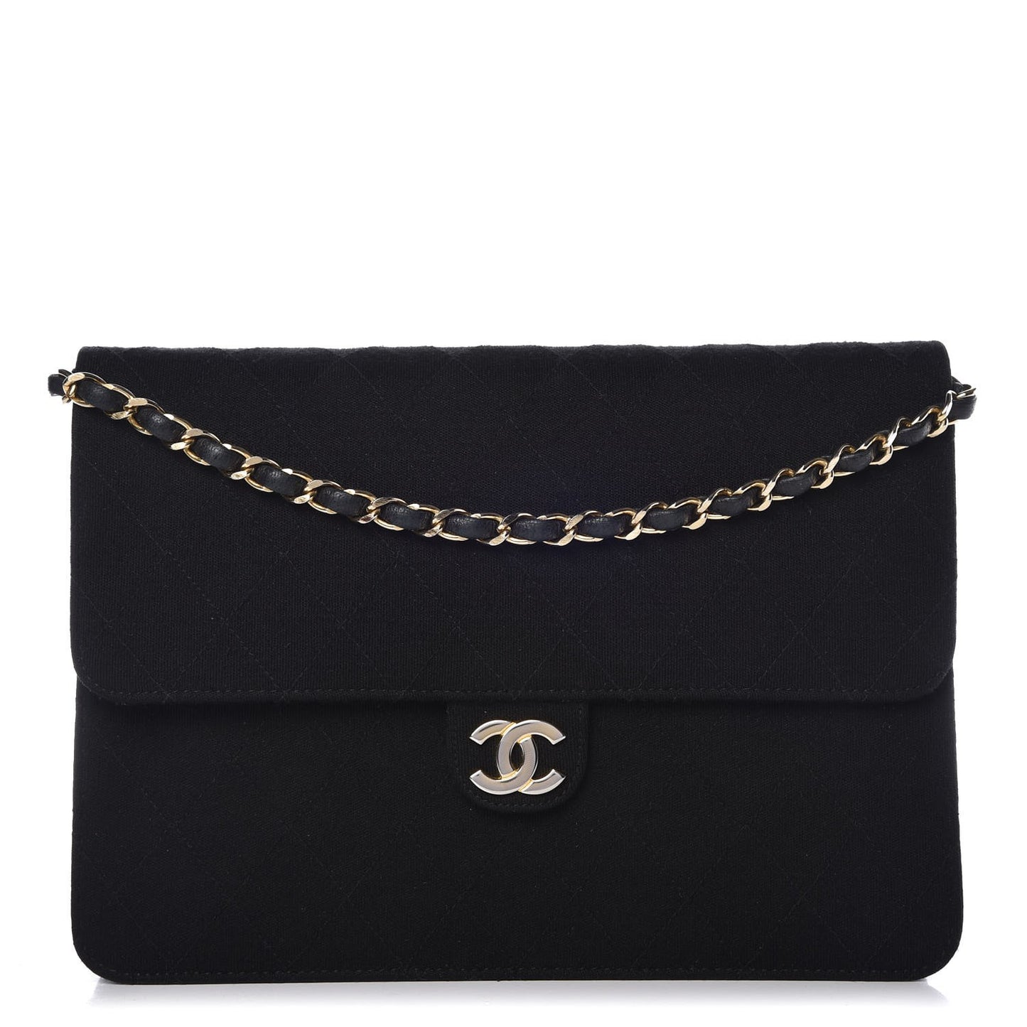 Jersey Quilted Medium Single Flap Black