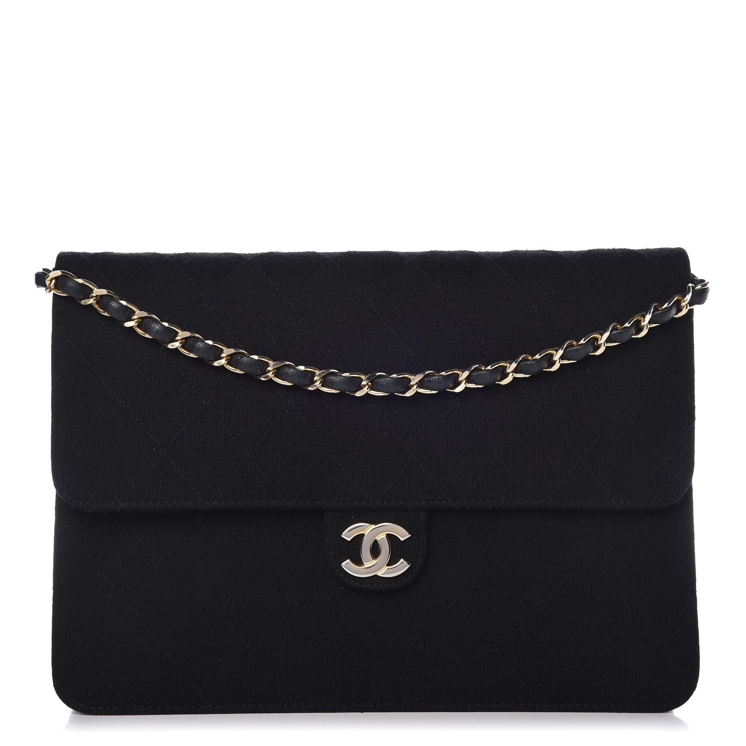 Chanel Jersey Quilted Medium Single Flap Black 1 of 13