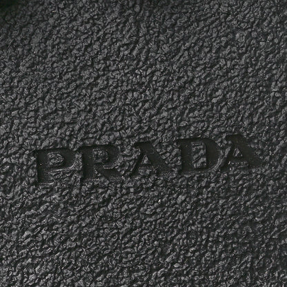 Prada Vitello Lux Nylon Metal Triangle Logo Monolith Pouch Pocket 55mm Tall Combat Boots 35 Black 7 of 7