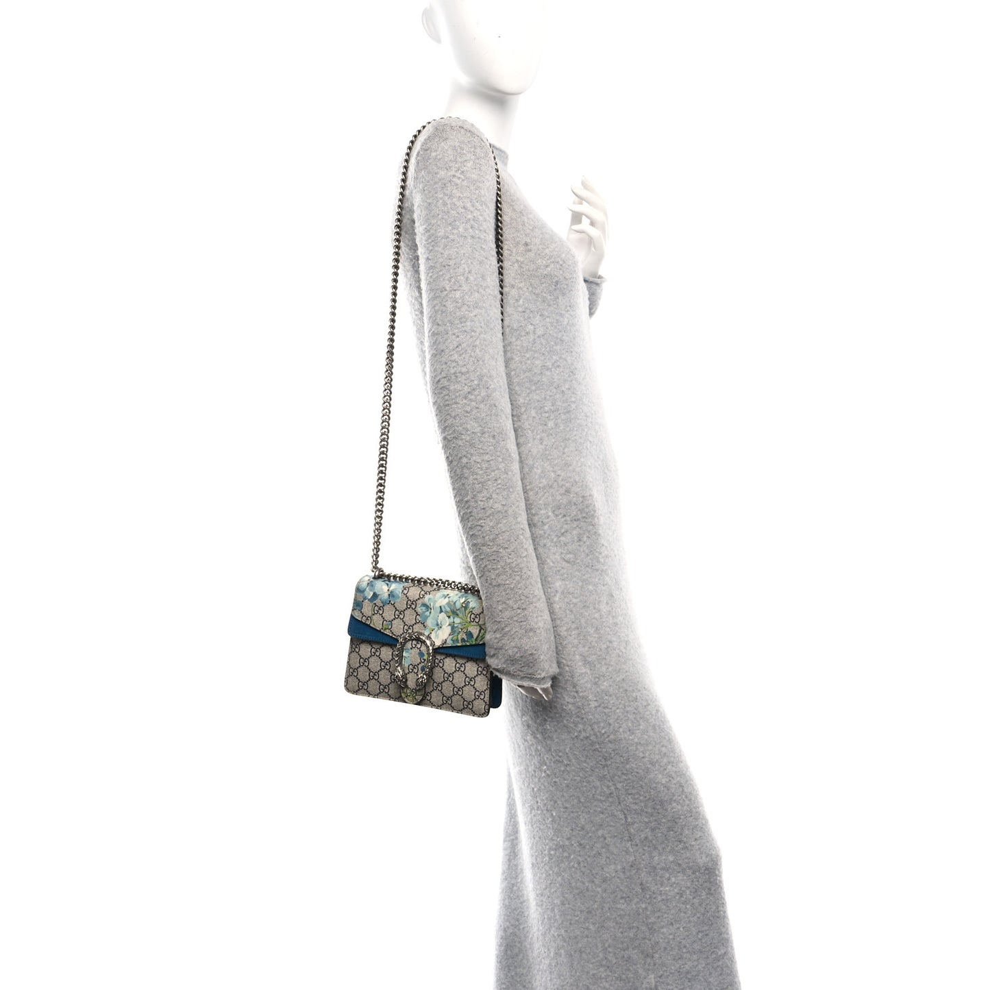 GG Supreme Monogram Blooms Mini Dionysus Shoulder Bag Beige Navy Vintage Blue