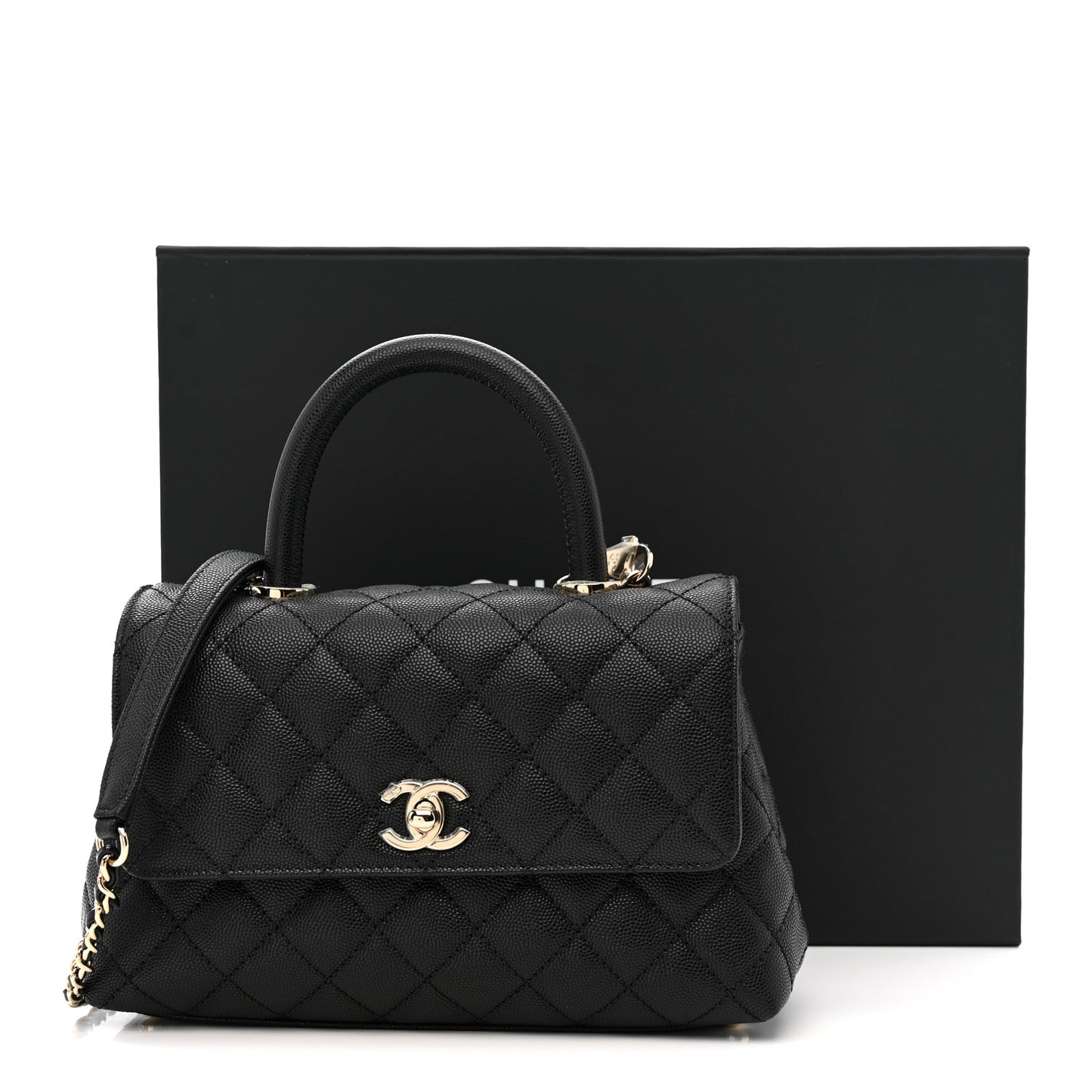 Caviar Quilted Mini Coco Handle Flap Black