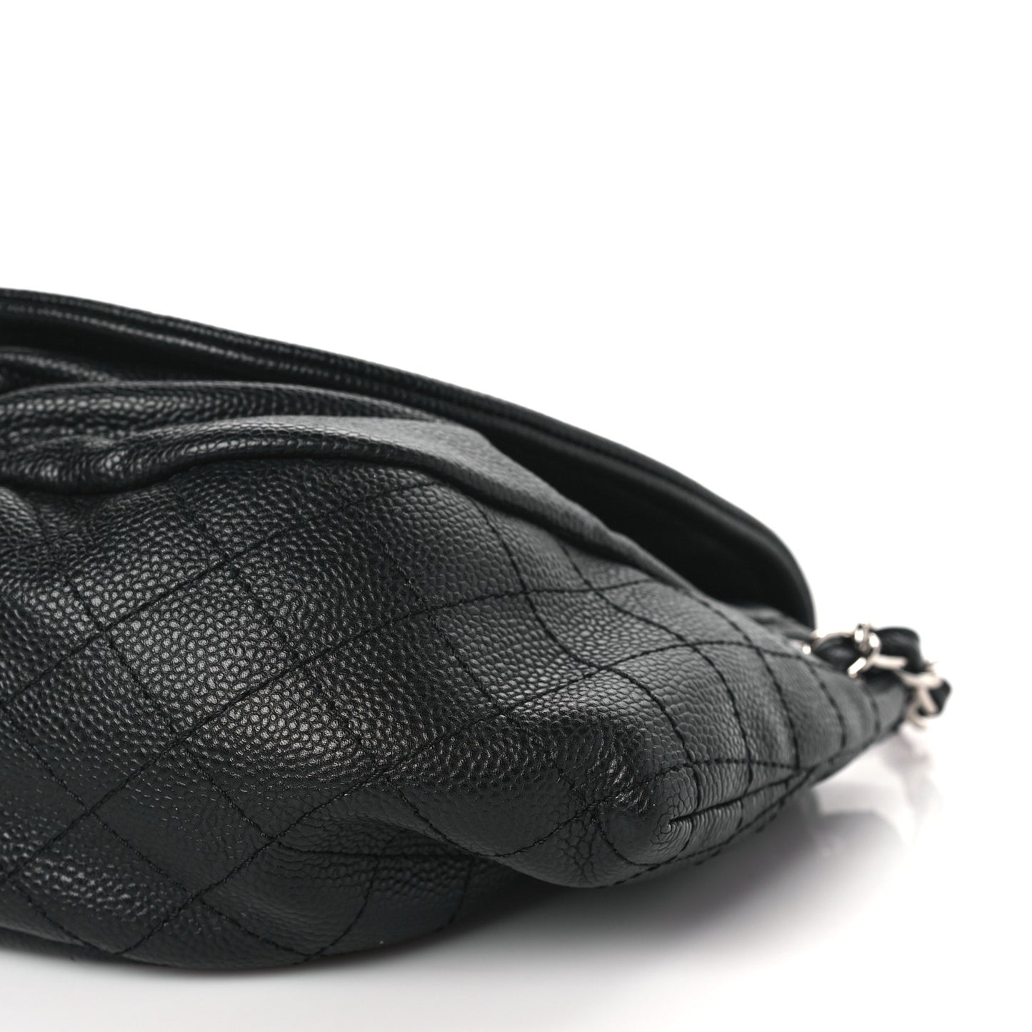 Caviar Large Half Moon Flap Black