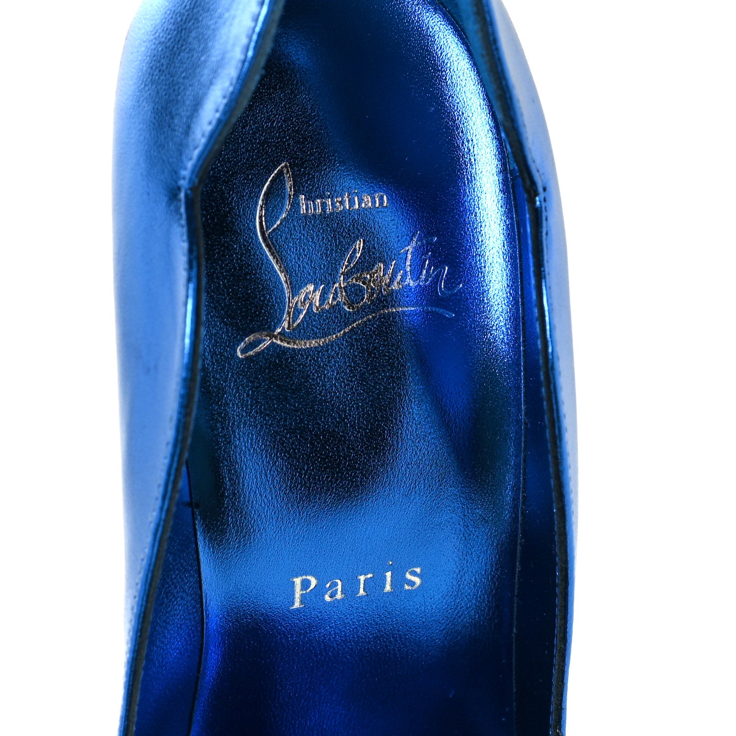 Christian Louboutin Metallic Patent Hot Chick 100 Pumps 35.5 Blue 9 of 10