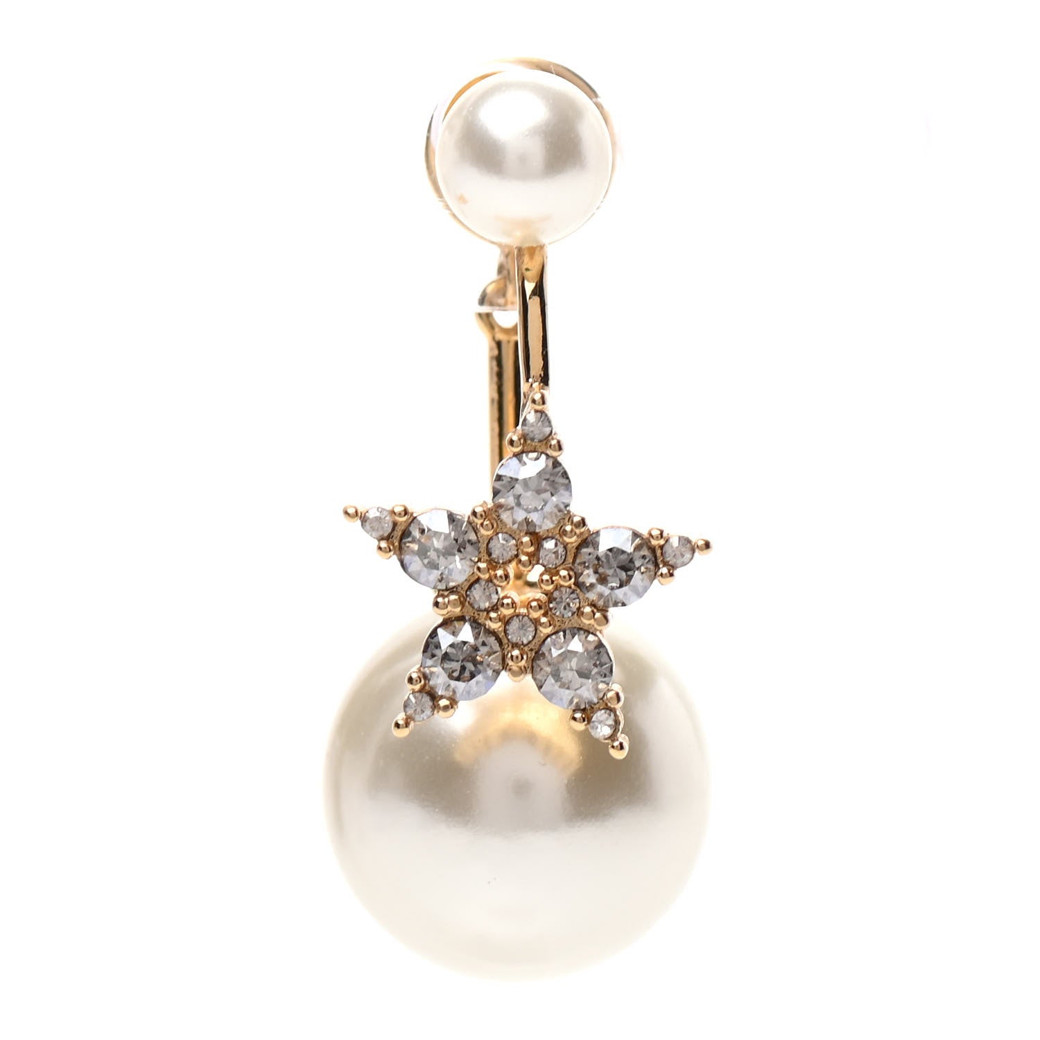 Christian Dior Pearl Crystal My ABCDior Tribales Etoile Earring Gold 1 of 5