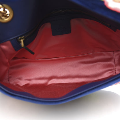 Gucci Velvet Matelasse Deer Embroidered Small GG Marmont Shoulder Bag Cobalt 5 of 10