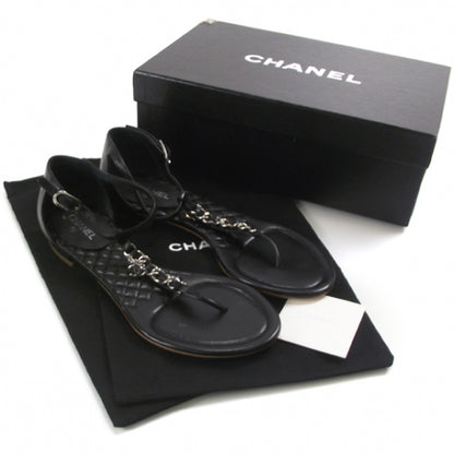 Chanel Quilted Thong Sandals Black 36.5 C 4 of 9