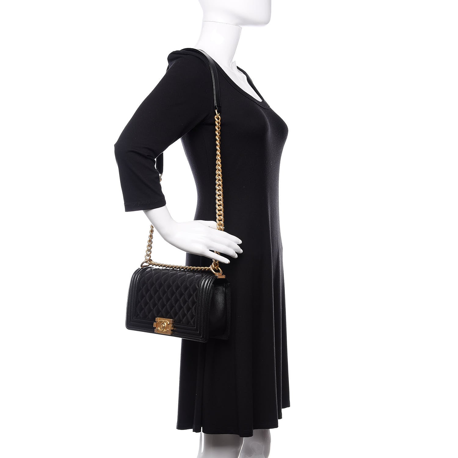 Chanel Caviar Quilted Medium Boy Flap Black 2 of 11