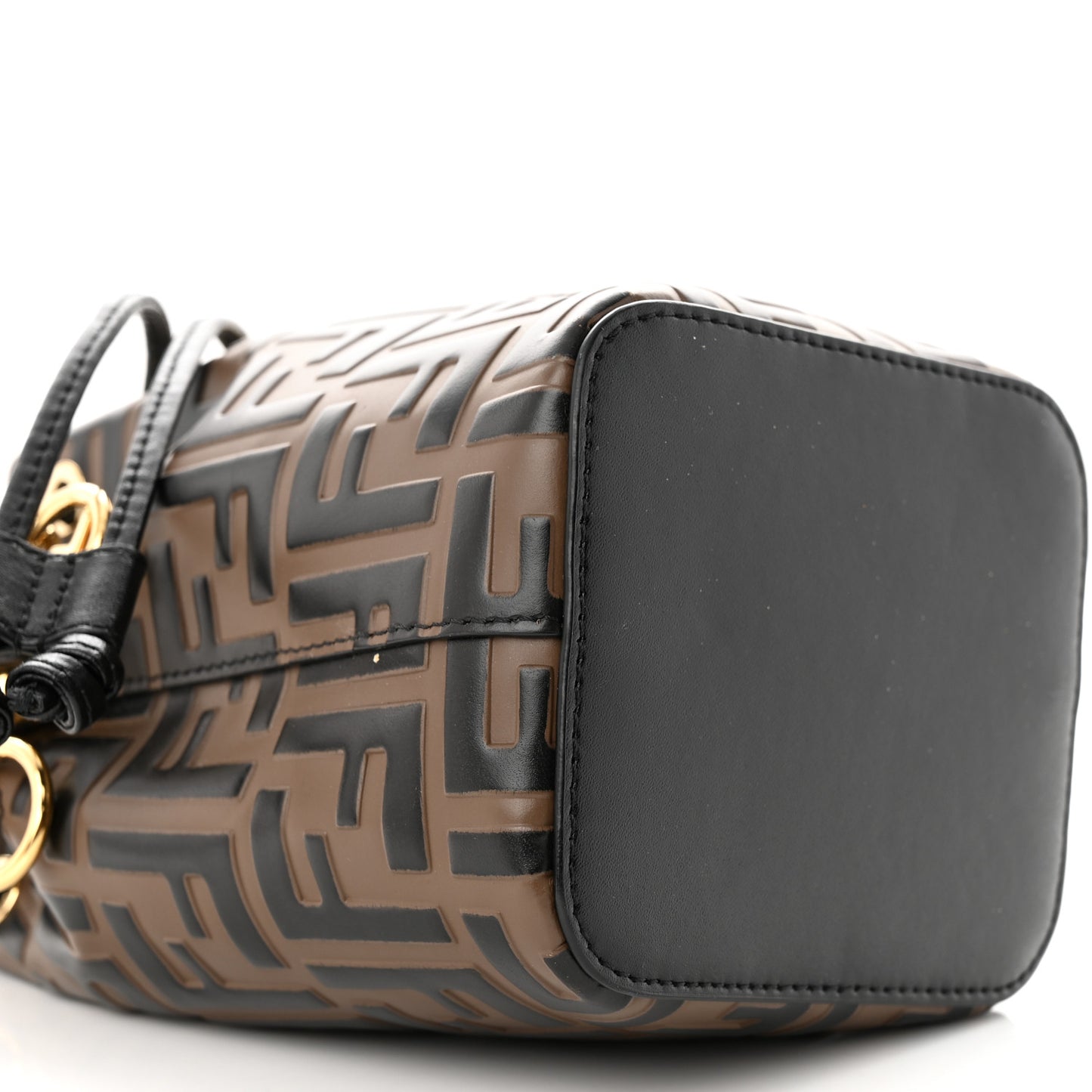 Vitello Liberty F is Fendi Bi-Color FF 1974 Embossed Mini Mon Tresor Bucket Bag Maya Black