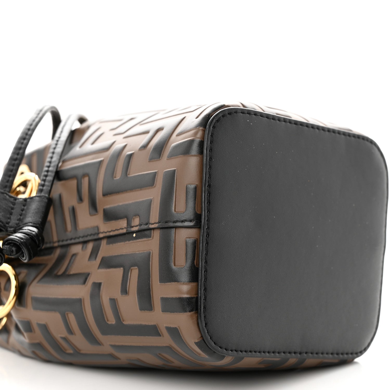 Fendi Vitello Liberty F is Fendi Bi-Color FF 1974 Embossed Mini Mon Tresor Bucket Bag Maya Black 9 of 11