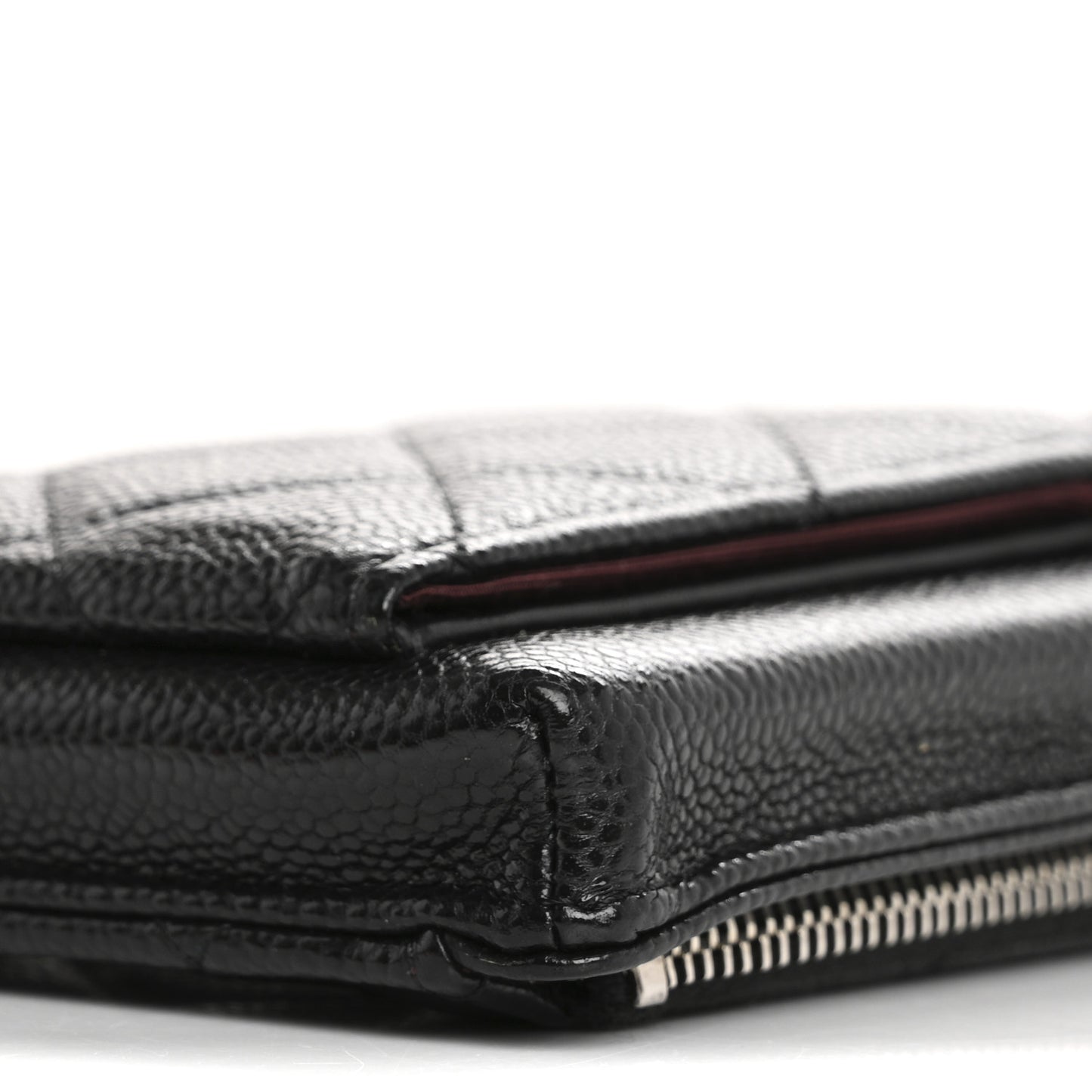 Caviar Quilted Zip Phone Case Black
