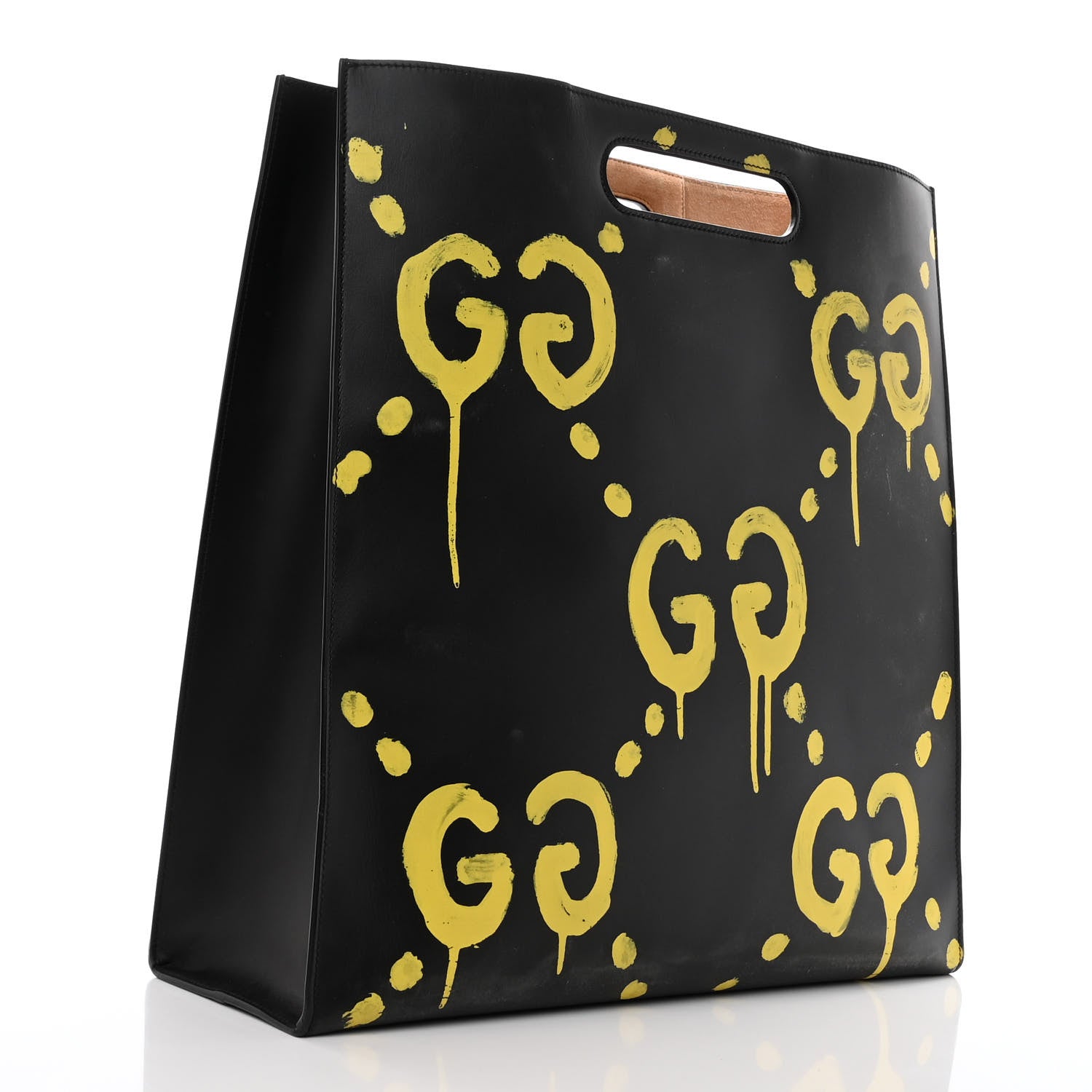Gucci Calfskin GucciGhost Real Large XL Tote Black Yellow 2 of 10