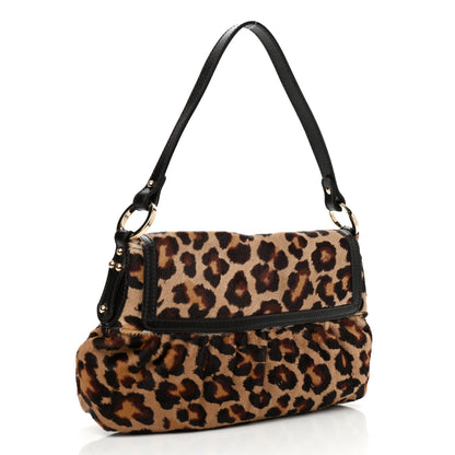 Fendi Calf Hair Leopard Small Chef Shoulder Bag Tobacco 3 of 9