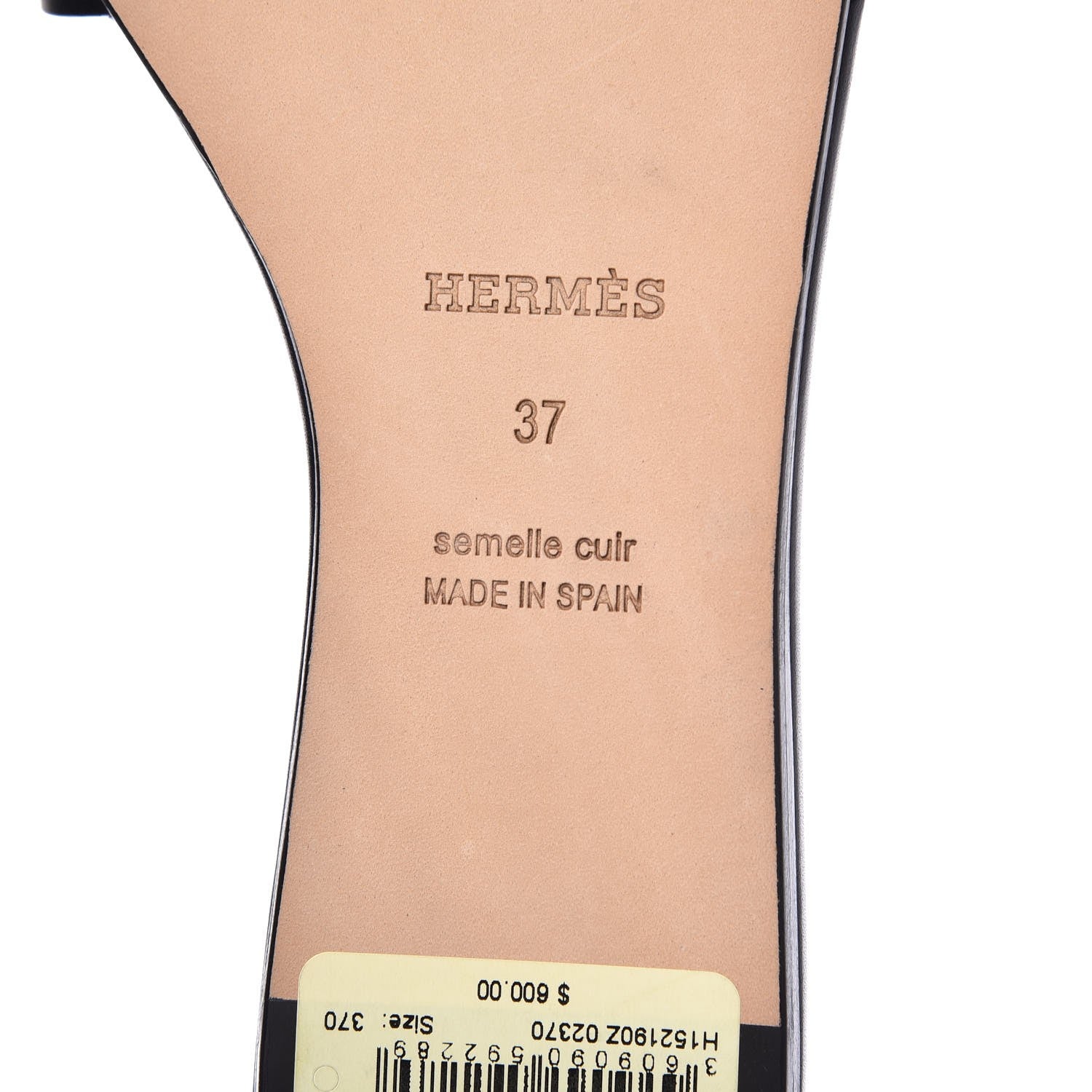 Hermes Calfskin Raw Edge Lisboa Sandals 37 Black 6 of 9