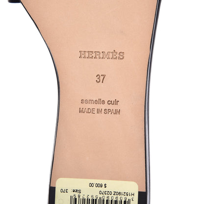 Hermes Calfskin Raw Edge Lisboa Sandals 37 Black 6 of 9