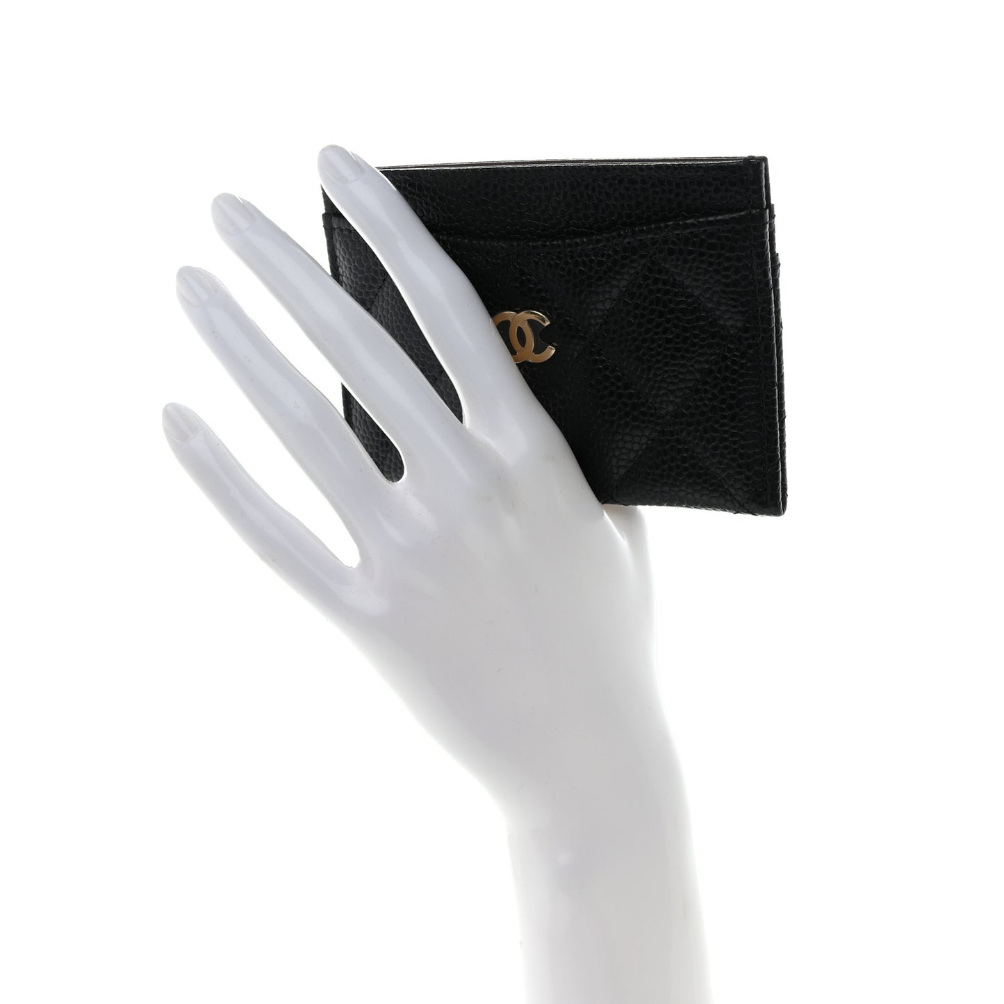 Caviar Quilted Card Holder Black