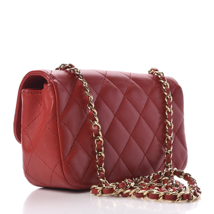 Chanel Lambskin Quilted Extra Mini V For Victory Flap Red 3 of 9