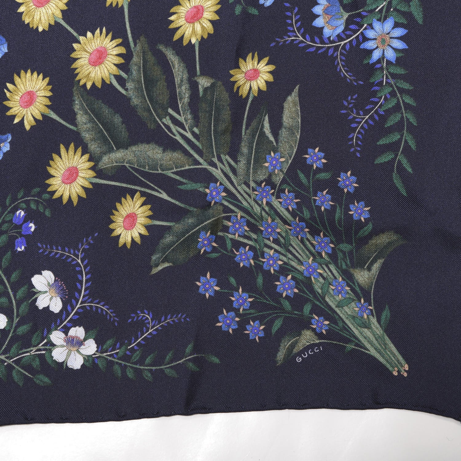 Gucci Silk Twill Nuovoflora Square Handkerchief Midnight Blue Blue 3 of 5
