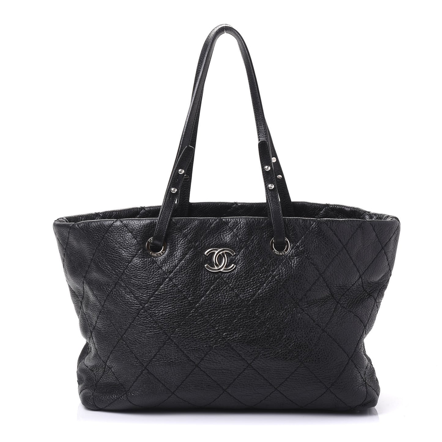 Glazed Calfskin Large On The Road Tote Black