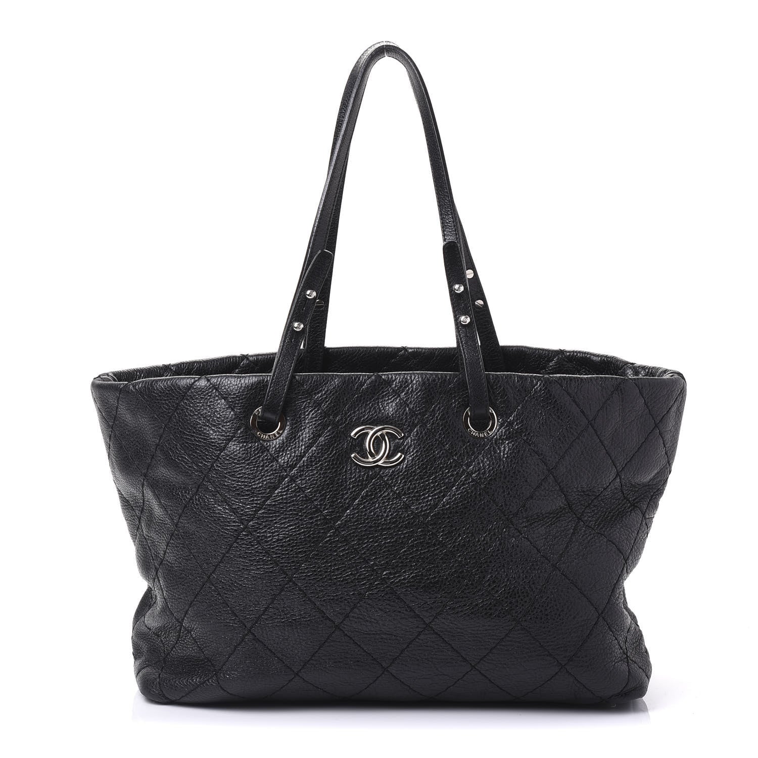 Chanel Glazed Calfskin Large On The Road Tote Black 1 of 11