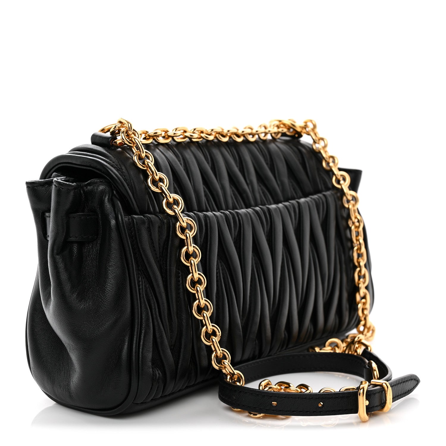 Miu Miu Nappa Matelasse Shoulder Bag Black 1893499 – FASHIONPHILE