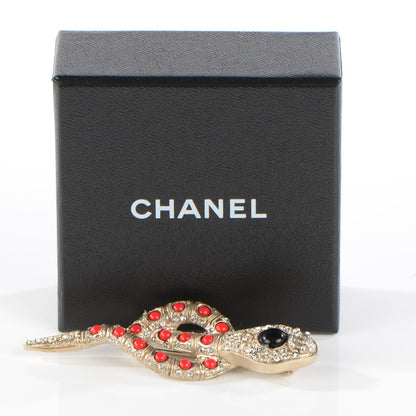 Chanel Crystal Serpent Brooch Red Gold 4 of 6