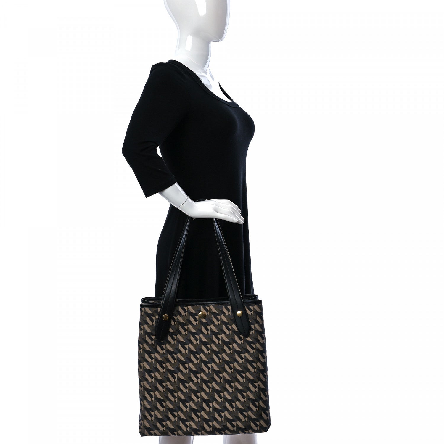 Mulberry Econyl Nylon Jacquard Calfskin Monogram Shopper Tote Black 3 of 10