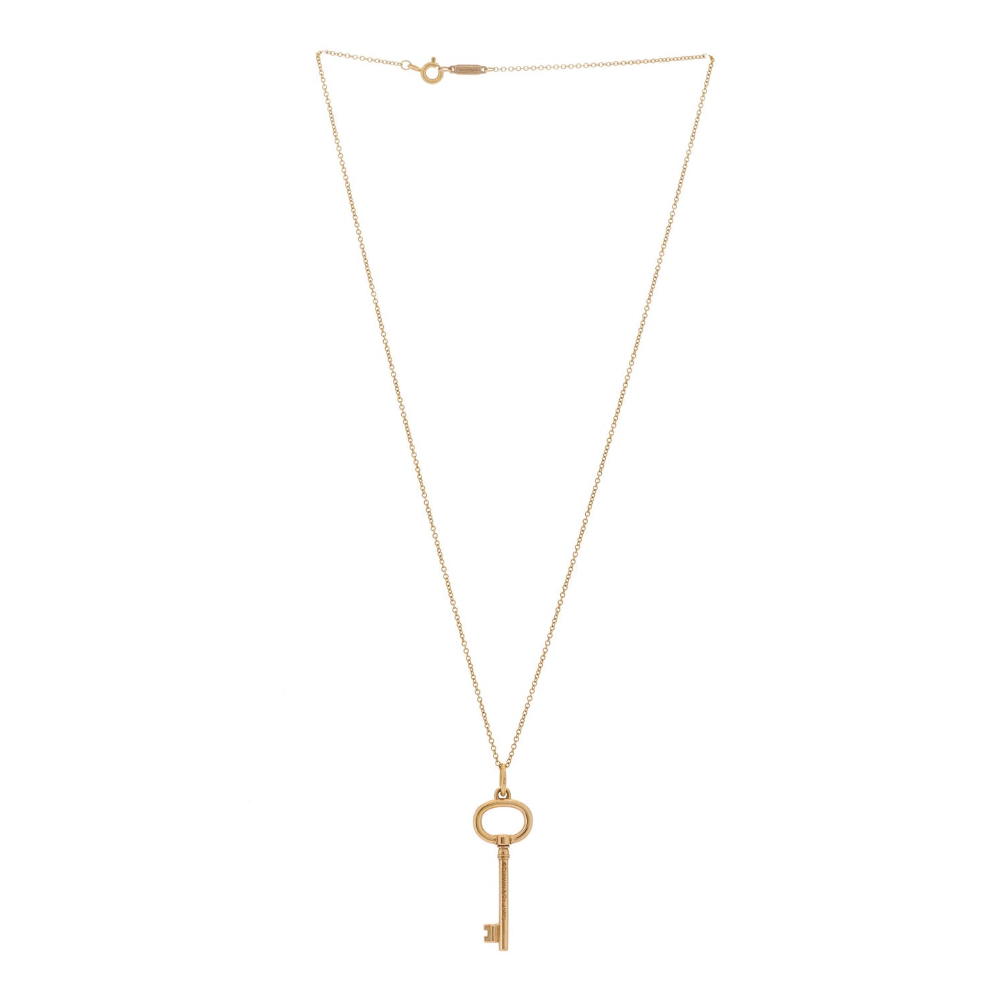 18K Rose Gold Small Oval Key Pendant Necklace