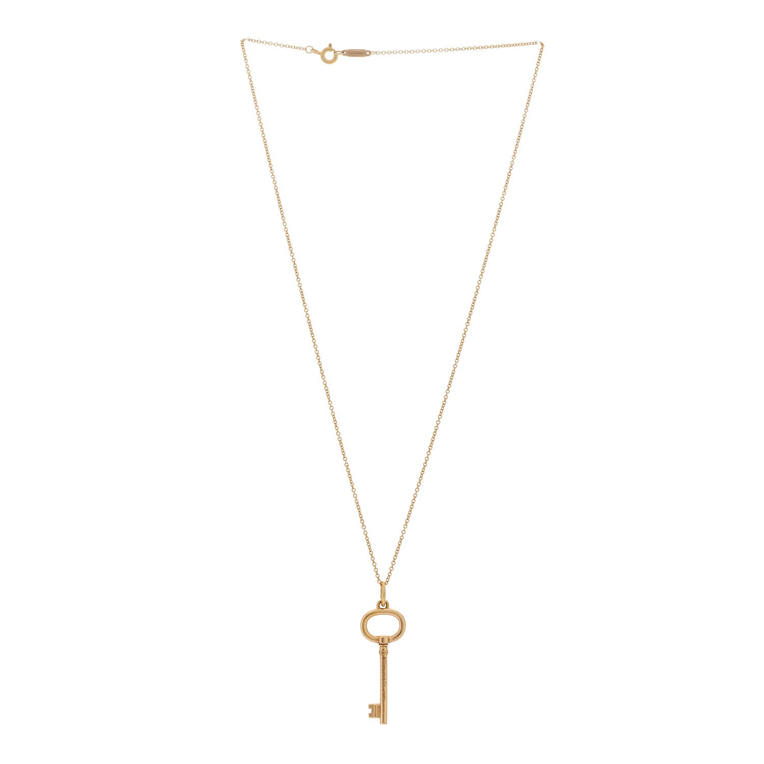 Tiffany 18K Rose Gold Small Oval Key Pendant Necklace 3 of 6