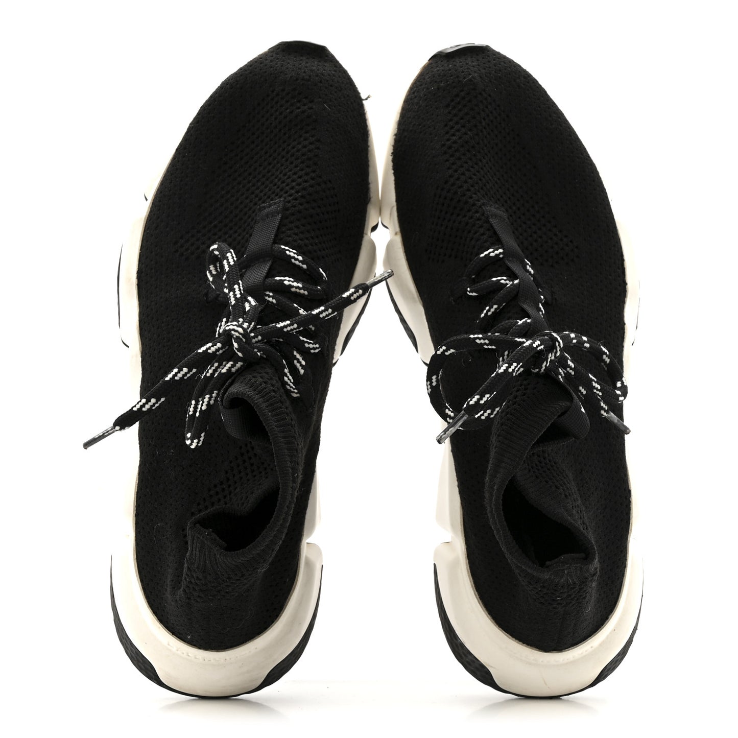 Recycled Knit Bi-Color Sole Womens Speed Lace Up Sneakers 39 Black White