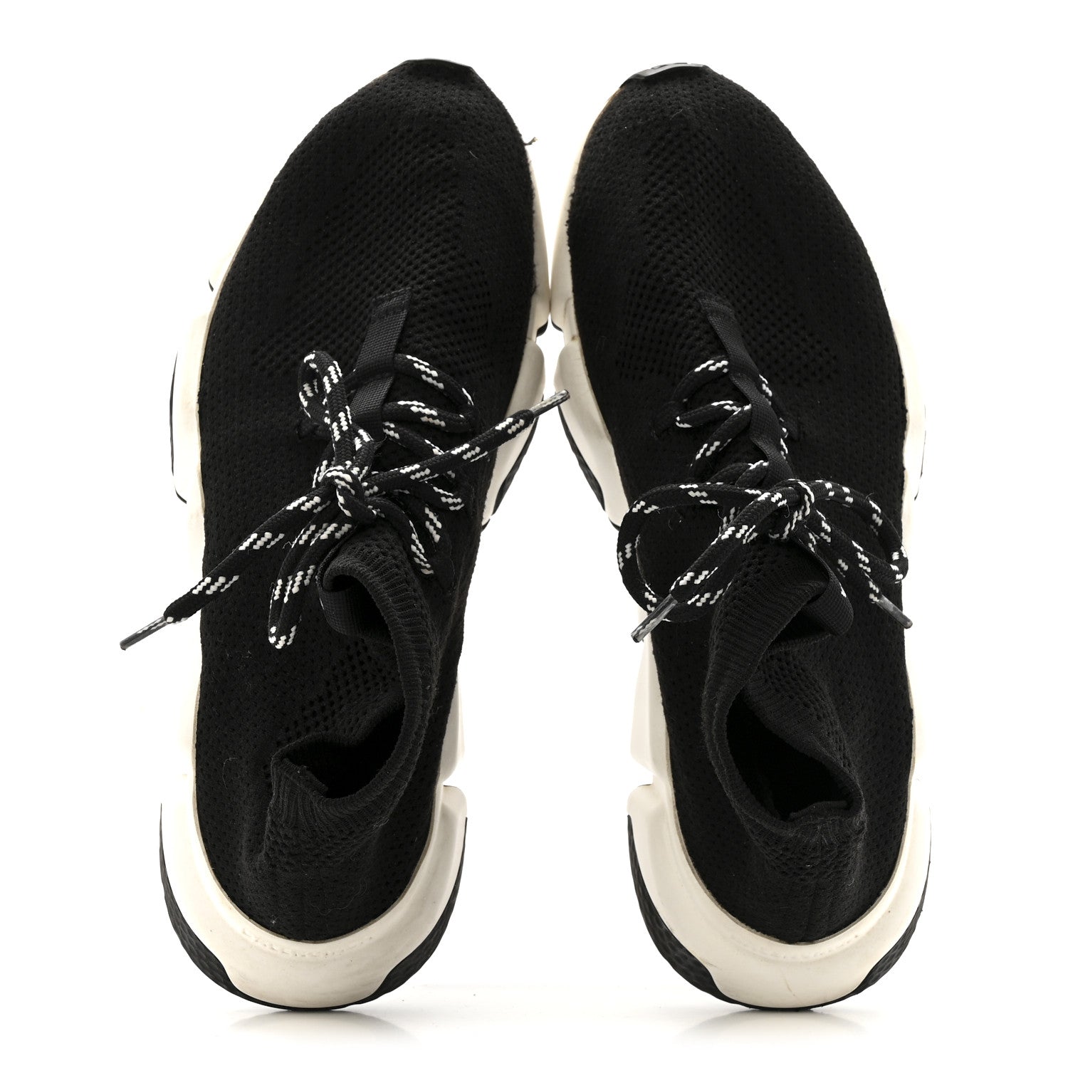 Balenciaga Recycled Knit Bi-Color Sole Womens Speed Lace Up Sneakers 39 Black White 2 of 14