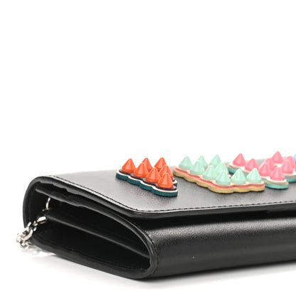 Fendi Vitello Liberty Fun Fair Studded Continental Wallet On Chain Black Multicolor 8 of 9