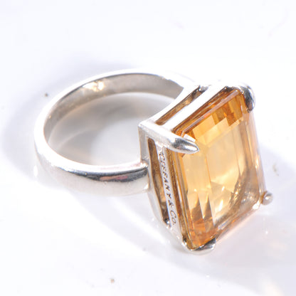 Tiffany Sterling Silver Citrine Cocktail Ring 6 4 of 5