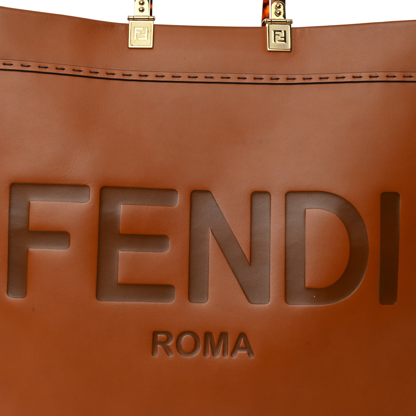 Vitello King Plexiglass Large Fendi Sunshine Shopper Tote Cuoio