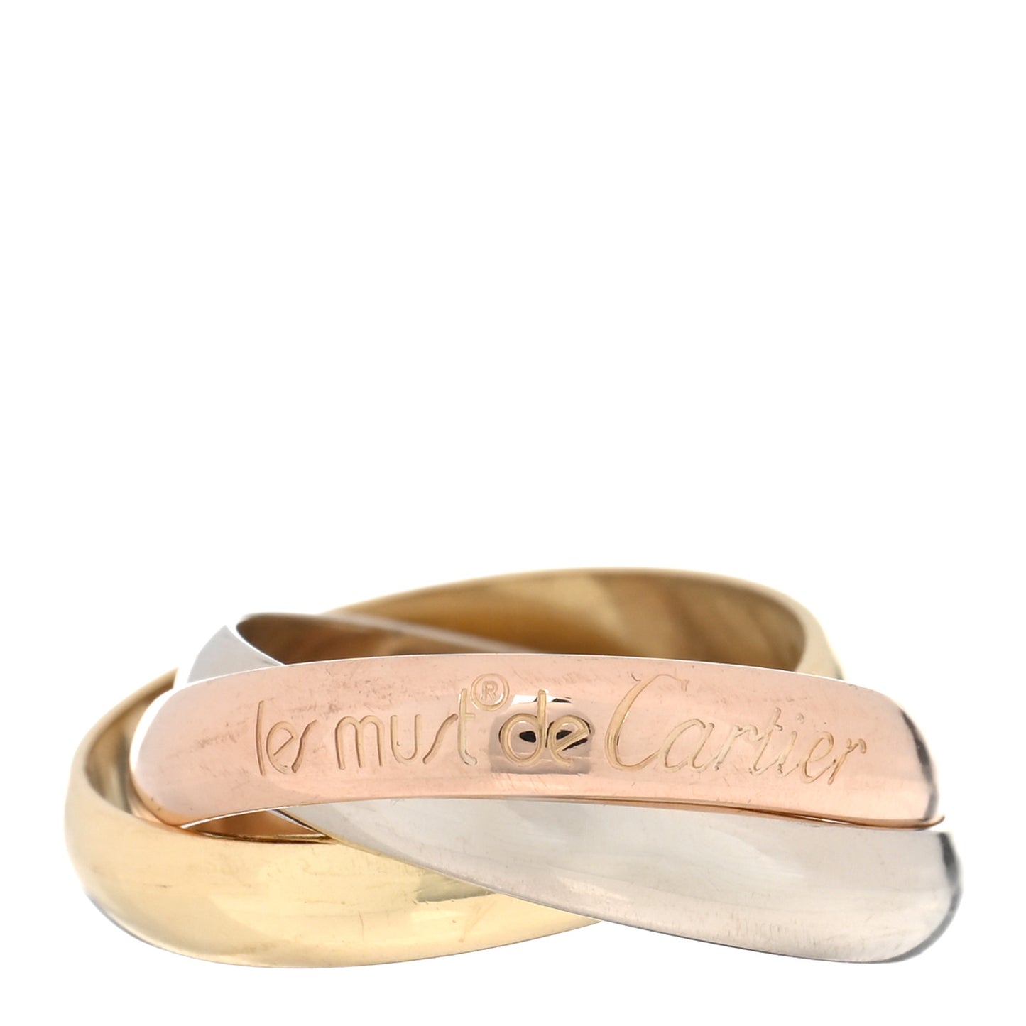 18K Pink Yellow White Gold Classic Les Must De Cartier Trinity Ring 51 5.75