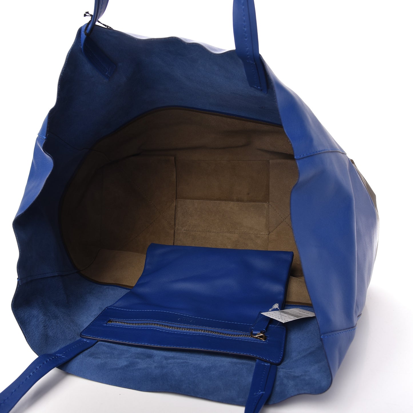 Lambskin Horizontal Bi-Color Cabas Royal Blue Khaki