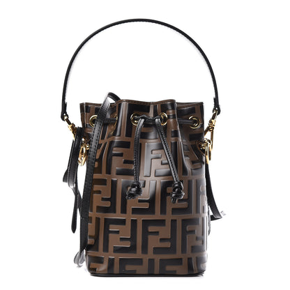 Fendi Vitello Liberty F is Fendi Bi-Color FF 1974 Embossed Mini Mon Tresor Bucket Bag Maya Black 1 of 11